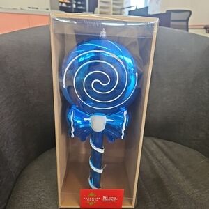 NIB 3 Ct Blue White Large Candy Shatterproof Christmas Ornaments December Home